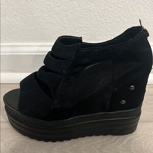 Women's Black Wedge Sandals